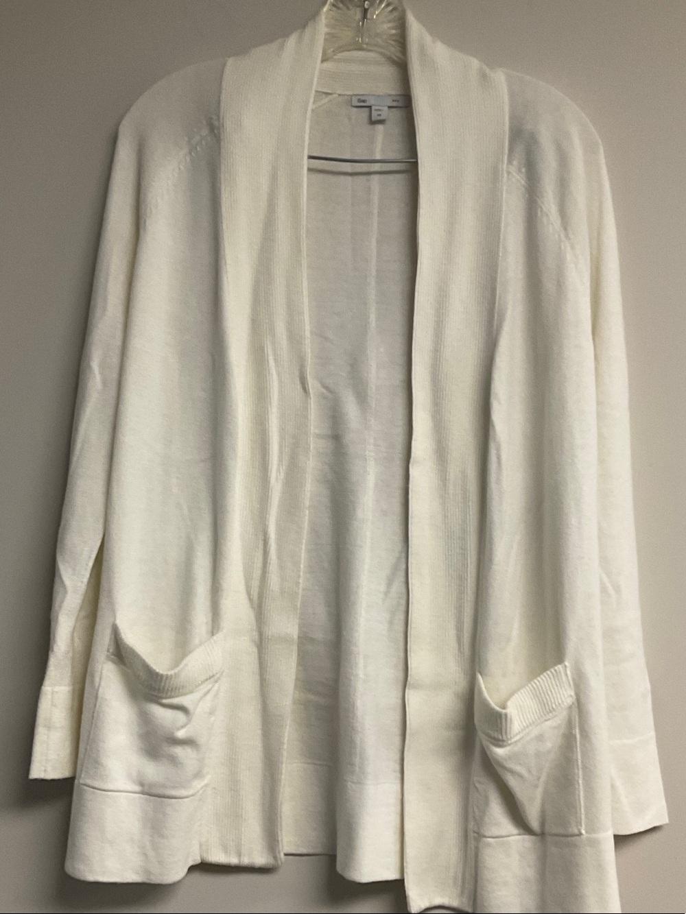 GAP Cream Ribbed Open-Front Cardigan - Picture 3 of 4